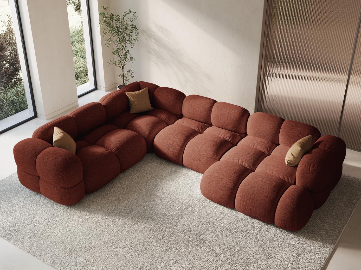 Entdecken Sie das Loretto Panoramic Ecksofa links – ein elegantes 5-Sitzer Sofa mit 250 cm, ideal für stilvolle Wohnräume. Hochwertige Materialien und Pflegeleichtigkeit garantieren Komfort und Langlebigkeit.