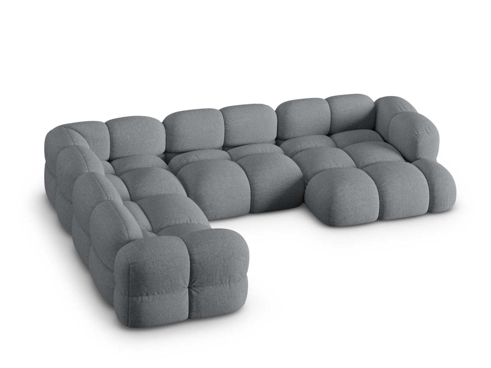 Stylisches Loretto Panoramic Ecksofa links in elegantem Grau, perfekt für gesellige Abende und moderne Einrichtung, bietet Platz für fünf Personen.