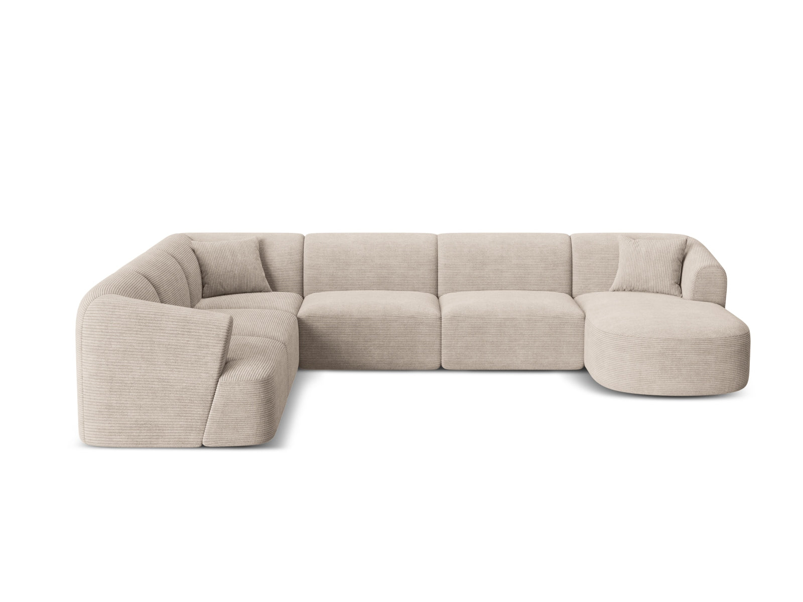 7-Sitzer Modular Ecksofa Panoramic links Campi in Cappuccino-Lincoln D präsentiert im Onlineshop von KAQTU Design AG. Ecksofa links ist von Cosmopolitan Design