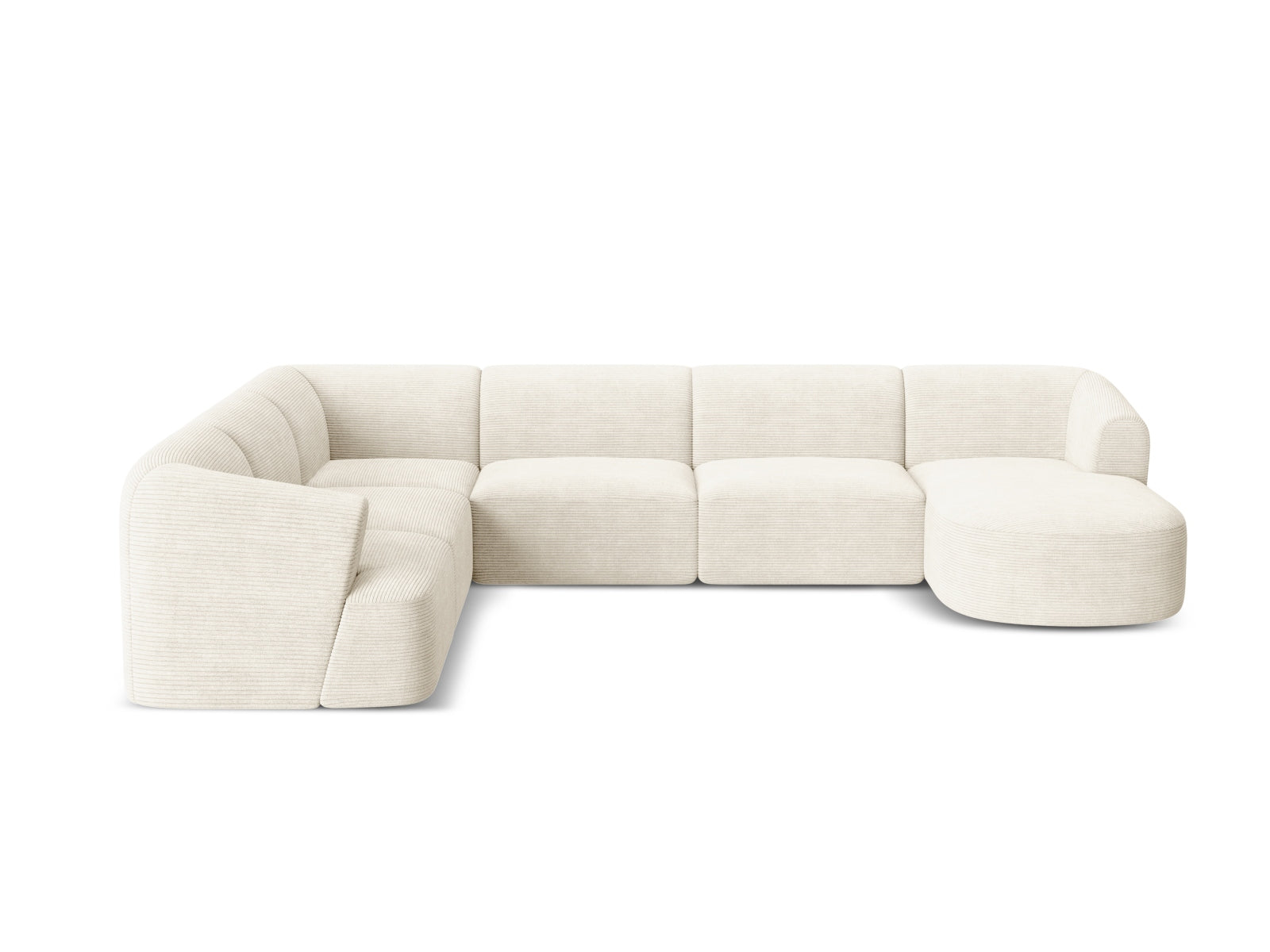 Elegantes 7-Sitzer Ecksofa Panoramic links Campi in Ivory-Lincoln D, ideal für einladende und komfortable Wohnräume.