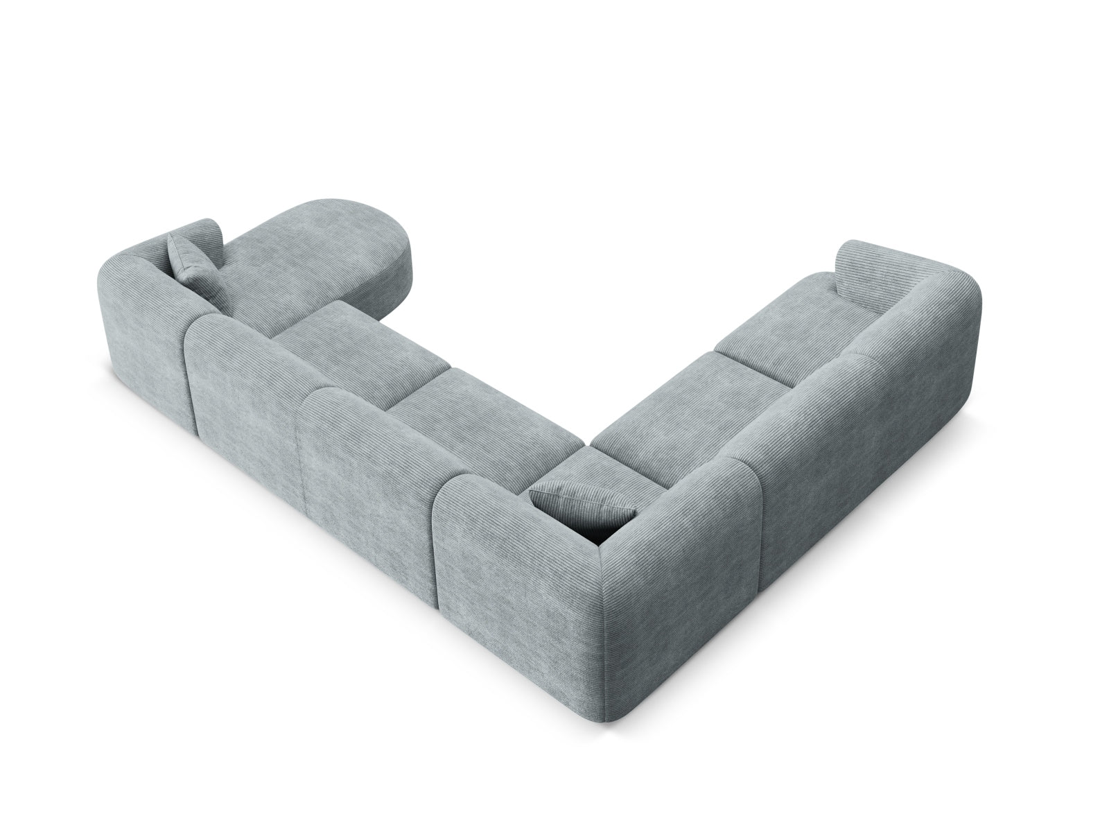 Geräumiges 7-Sitzer Ecksofa Panoramic links Campi in elegantem Dunkelgrau, perfekt für stilvolle und komfortable Wohnbereiche von Cosmopolitan Design.