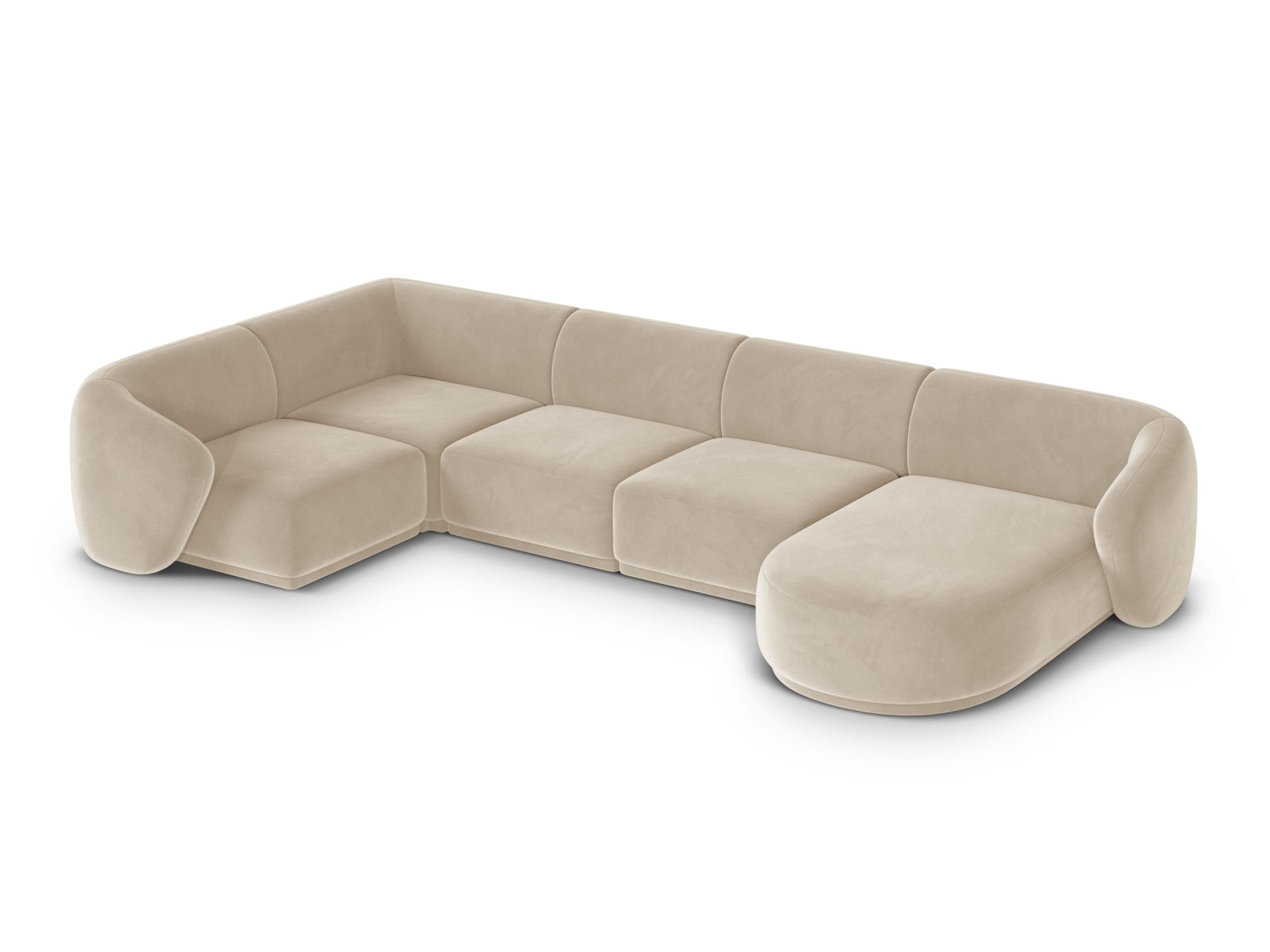 Beige 6-Sitzer Panoramic Ecksofa links Gomera von Cosmopolitan Design, ideal für gemütliche Zusammenkünfte und elegantes Wohnen.