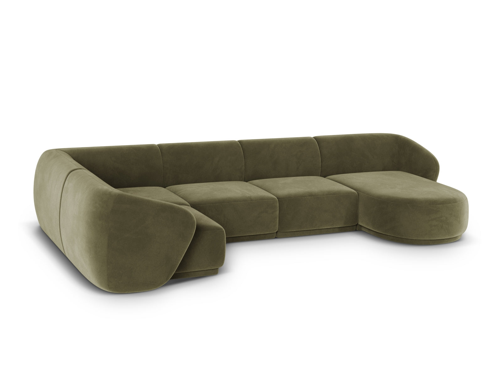 Stilvolles 6-Sitzer Panoramic Ecksofa links Gomera in trendigem Green-Salvador, perfekt für entspannte Stunden im modernen Zuhause.
