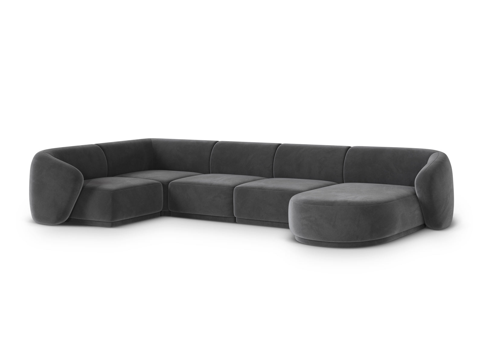 Elegantes 6-Sitzer Panoramic Ecksofa links Gomera in Dunkelgrau, ideal für stilvolle Wohnräume, präsentiert von Cosmopolitan Design.