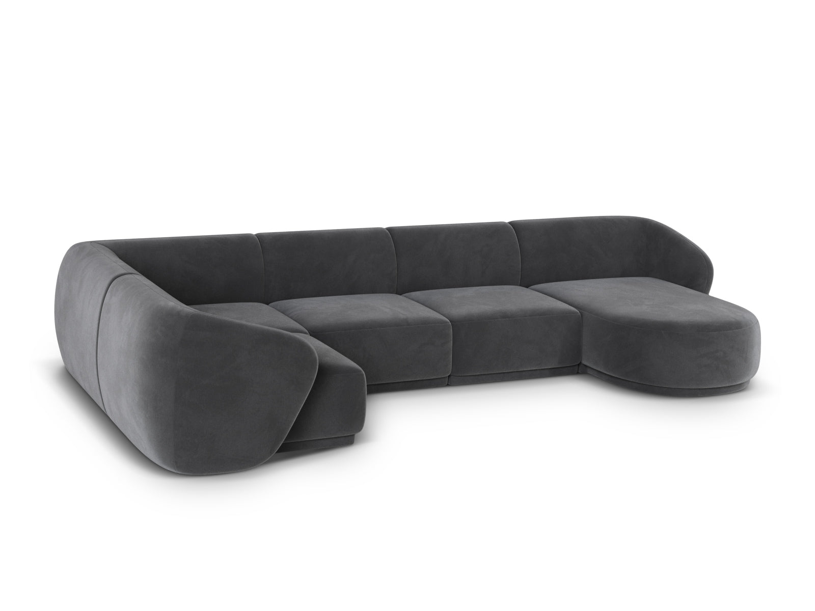 Modernes 6-Sitzer Panoramic Ecksofa links Gomera in edlem Dunkelgrau, perfekt für gemütliche Zusammenkünfte und stilvolle Einrichtung.