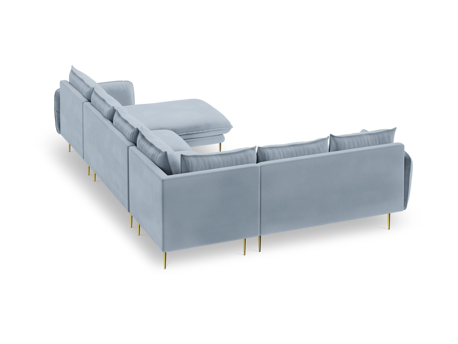 Vienna Velour Panoramic Ecksofa links 7 Sitzer 235cm in Light Blue/Gold-Bluvel präsentiert im Onlineshop von KAQTU Design AG. Ecksofa links ist von Cosmopolitan Design
