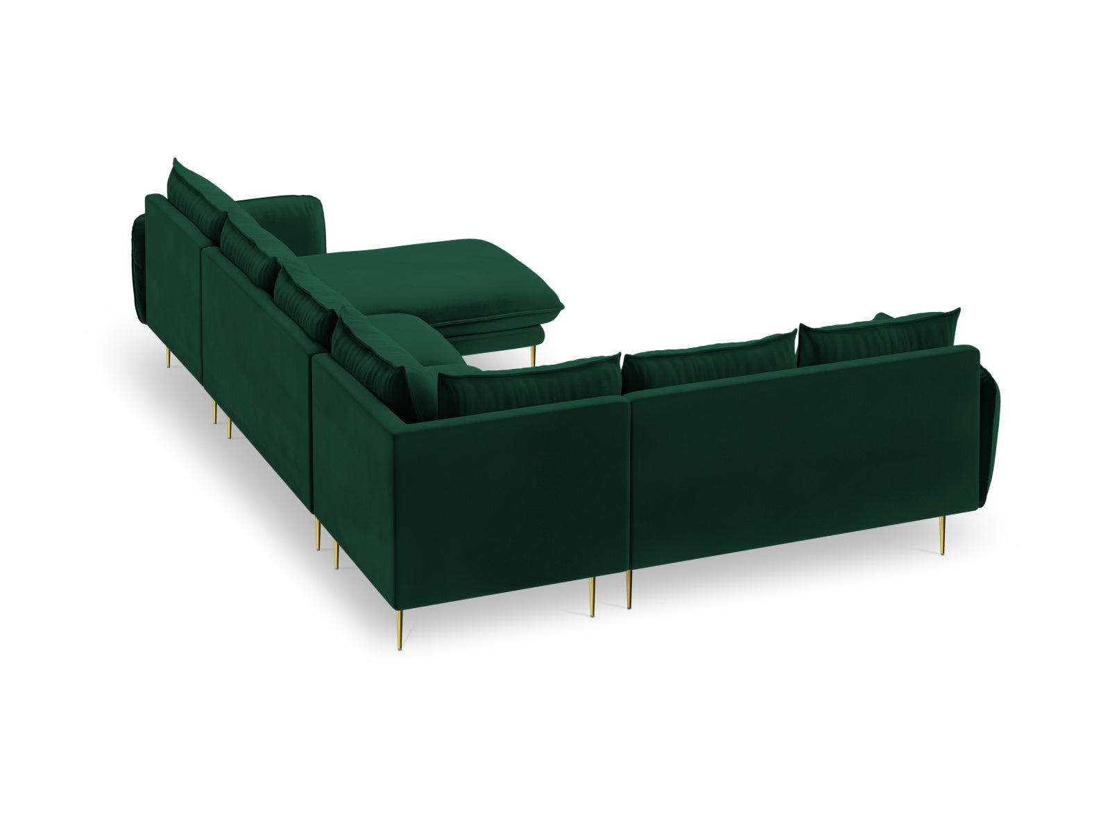 Vienna Velour Panoramic Ecksofa links 7 Sitzer 235cm in Bottle Green/Gold-Bluvel präsentiert im Onlineshop von KAQTU Design AG. Ecksofa links ist von Cosmopolitan Design