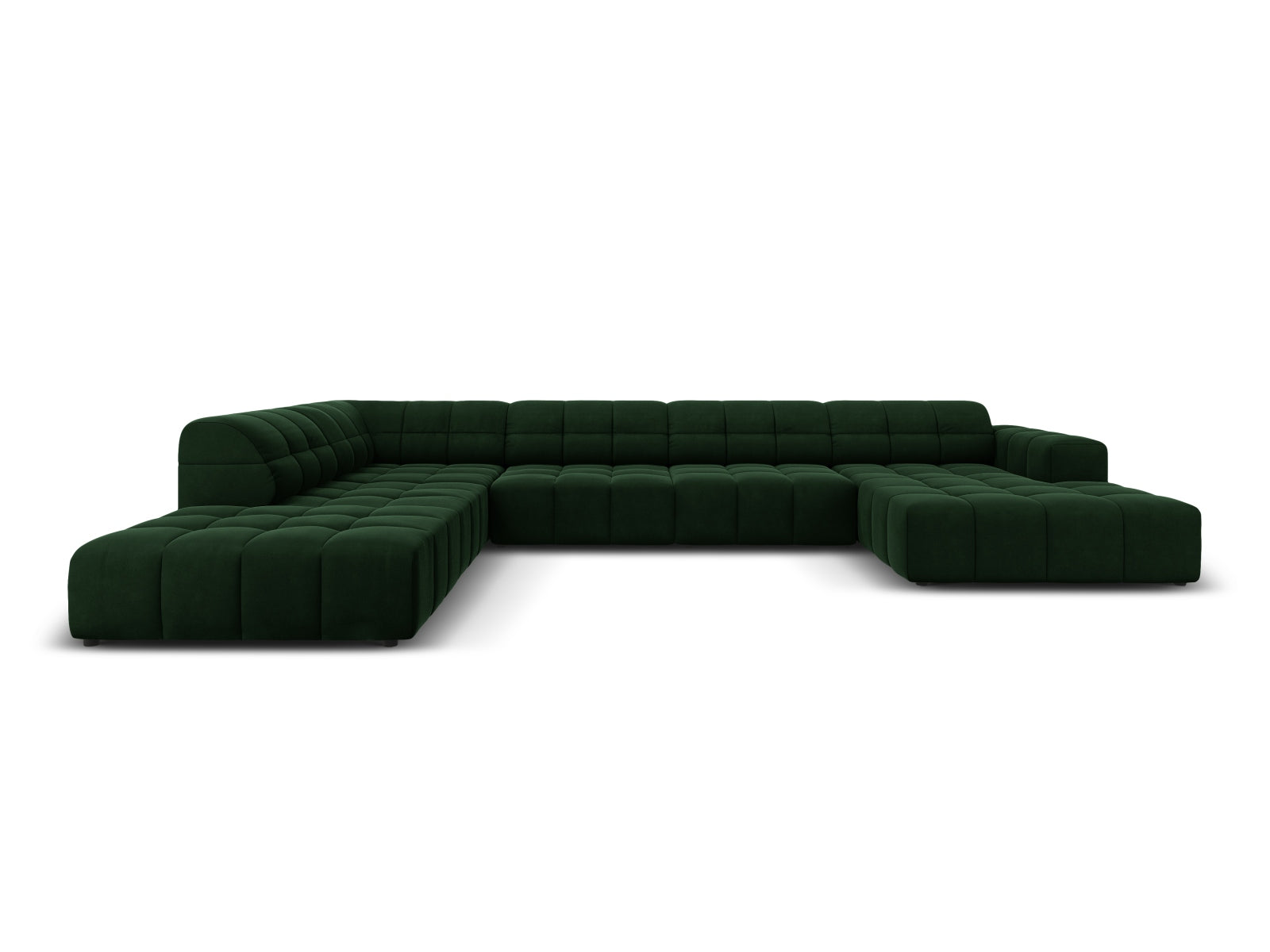 Chicago Velour Panoramic Ecksofa links 7 Sitzer 262cm in Bottle Green-Bluvel präsentiert im Onlineshop von KAQTU Design AG. Ecksofa links ist von Cosmopolitan Design