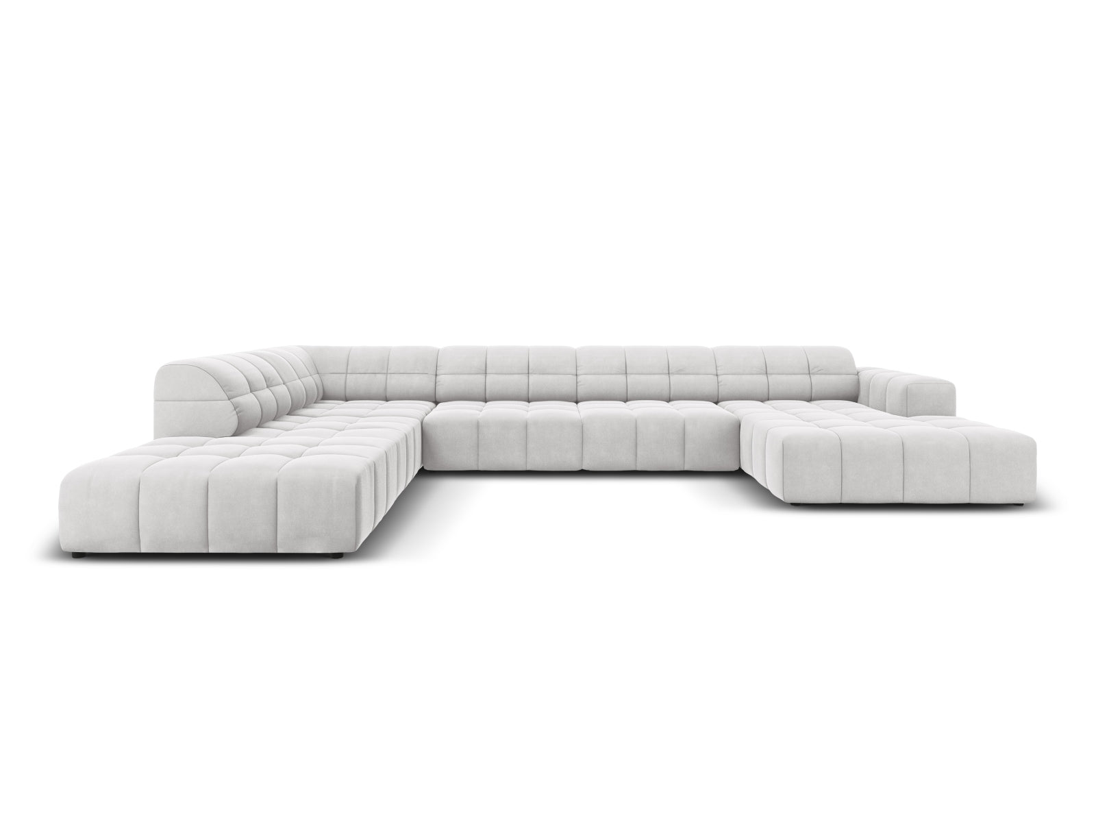 Chicago Velour Panoramic Ecksofa links 7 Sitzer 262cm in Silver-Bluvel präsentiert im Onlineshop von KAQTU Design AG. Ecksofa links ist von Cosmopolitan Design