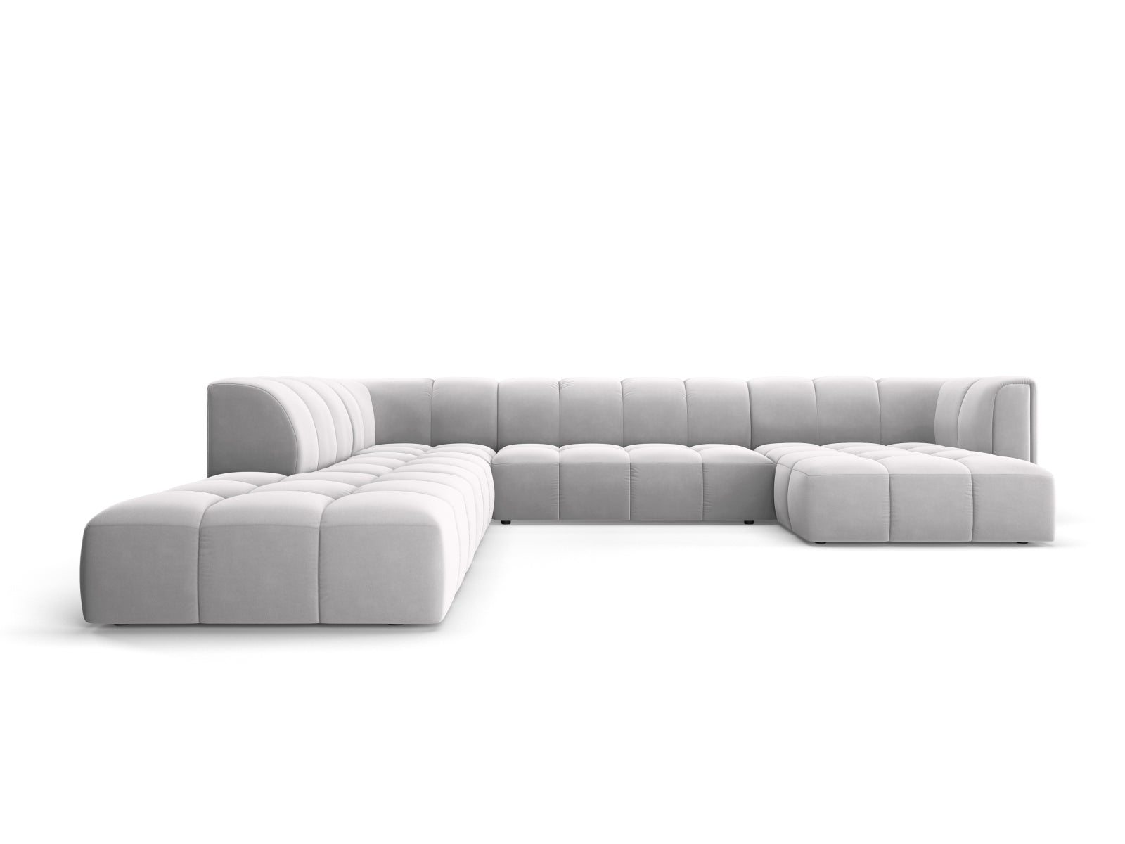 7-Sitzer Modular Ecksofa Panoramic links Moritz in Silver-Bluvel präsentiert im Onlineshop von KAQTU Design AG. Ecksofa links ist von Cosmopolitan Design