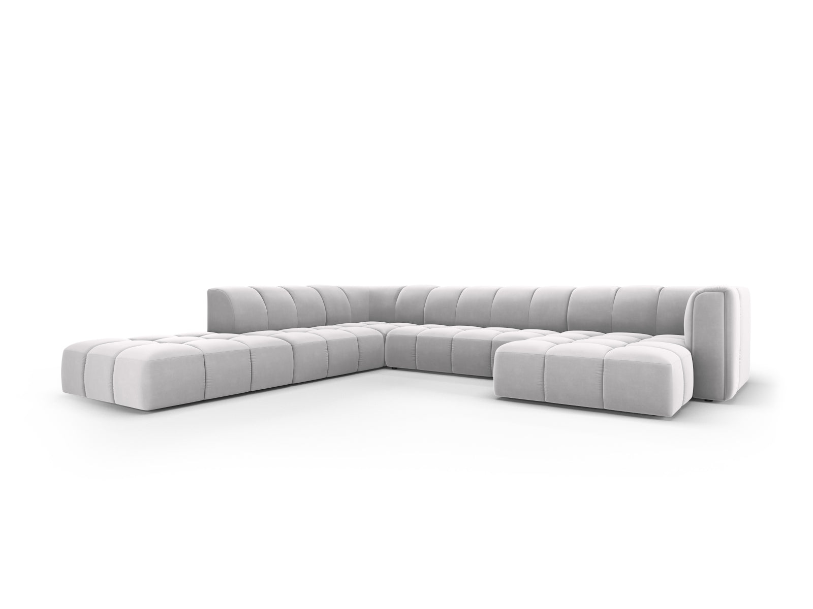 Elegantes 7-Sitzer Ecksofa Moritz in Panoramic-Design, linksseitig, ideal für stilvolle Wohnräume, erhältlich bei KAQTU Design AG.