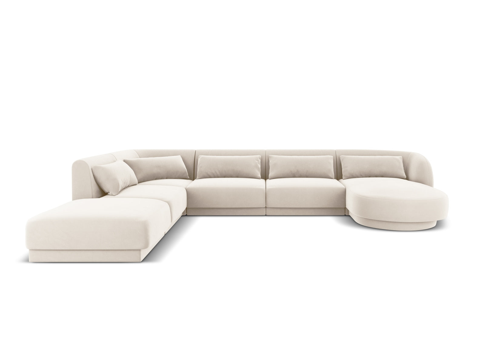 Tulum Velour Panoramic Ecksofa links 6 Sitzer 255cm in Light Beige präsentiert im Onlineshop von KAQTU Design AG. Ecksofa links ist von Cosmopolitan Design