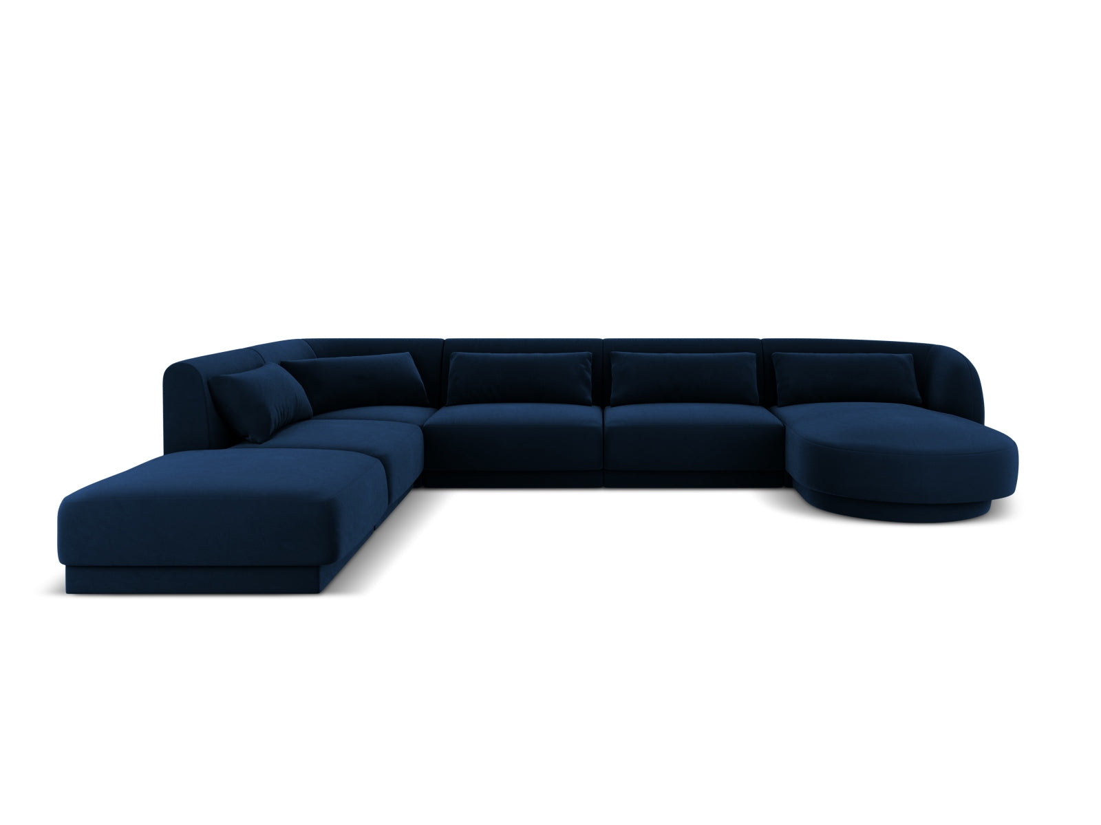 Tulum Velour Panoramic Ecksofa links 6 Sitzer 255cm in Royal Blue-Bluvel präsentiert im Onlineshop von KAQTU Design AG. Ecksofa links ist von Cosmopolitan Design