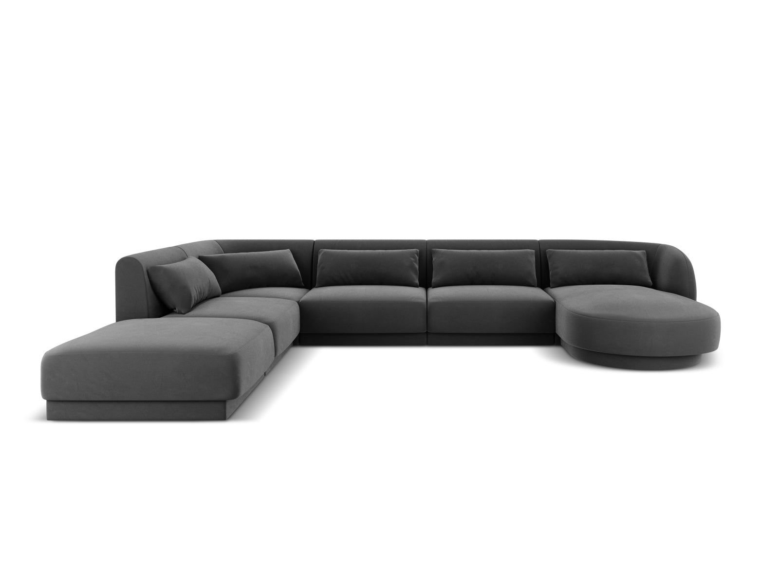 Tulum Velour Panoramic Ecksofa links 6 Sitzer 255cm in Grey präsentiert im Onlineshop von KAQTU Design AG. Ecksofa links ist von Cosmopolitan Design