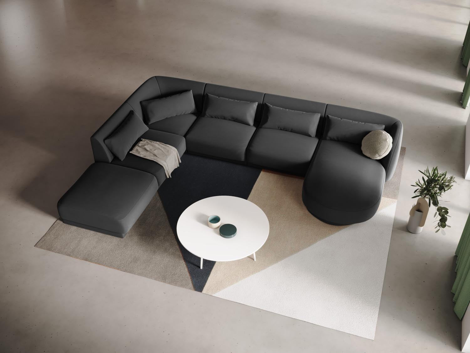 Entdecken Sie das luxuriöse Tulum Velour Panoramic Ecksofa links (255cm) von Cosmopolitan Design – ideal für moderne 6-Sitzer-Wohnzimmer.