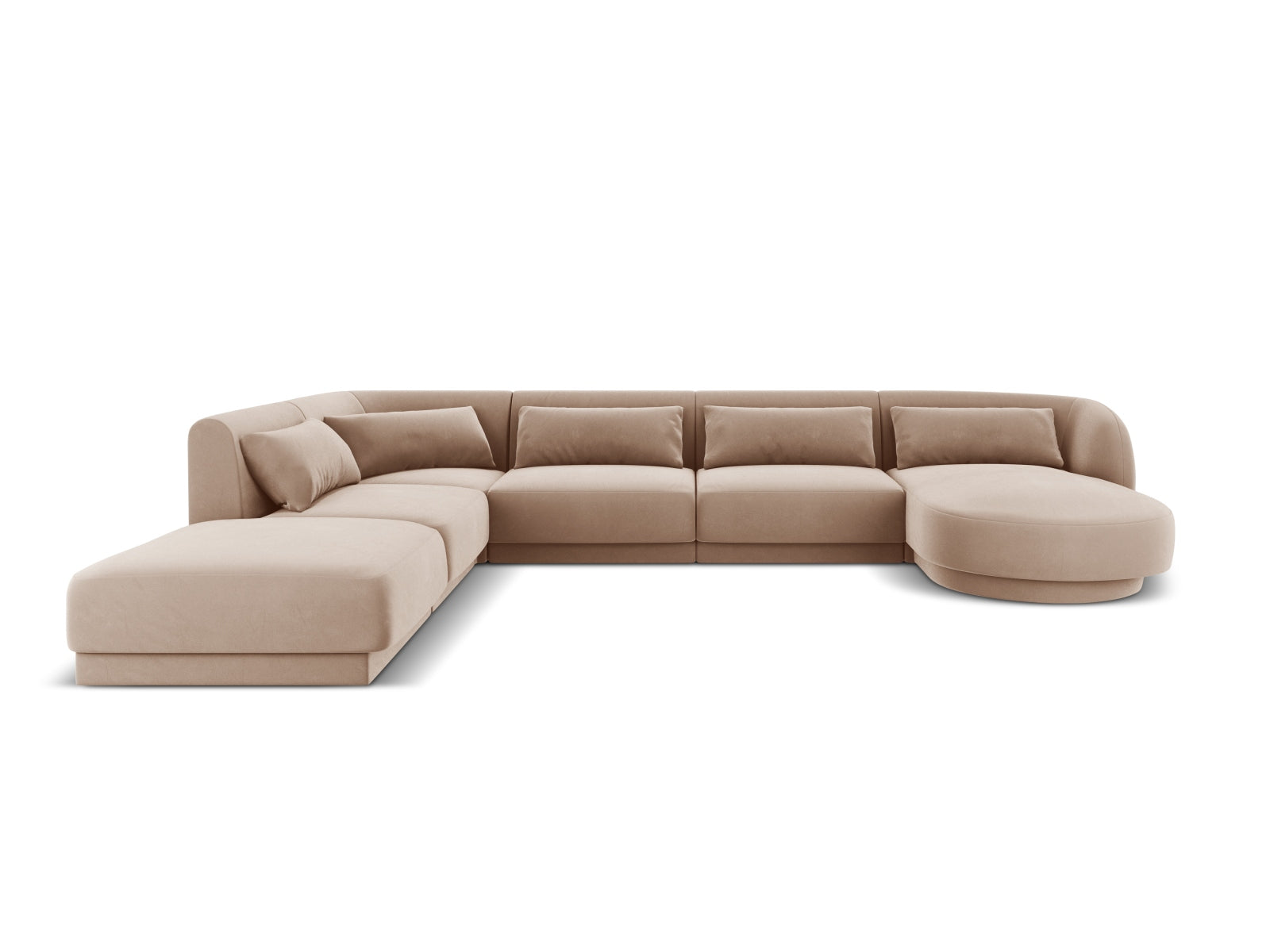 Tulum Velour Panoramic Ecksofa links 6 Sitzer 255cm in Beige präsentiert im Onlineshop von KAQTU Design AG. Ecksofa links ist von Cosmopolitan Design