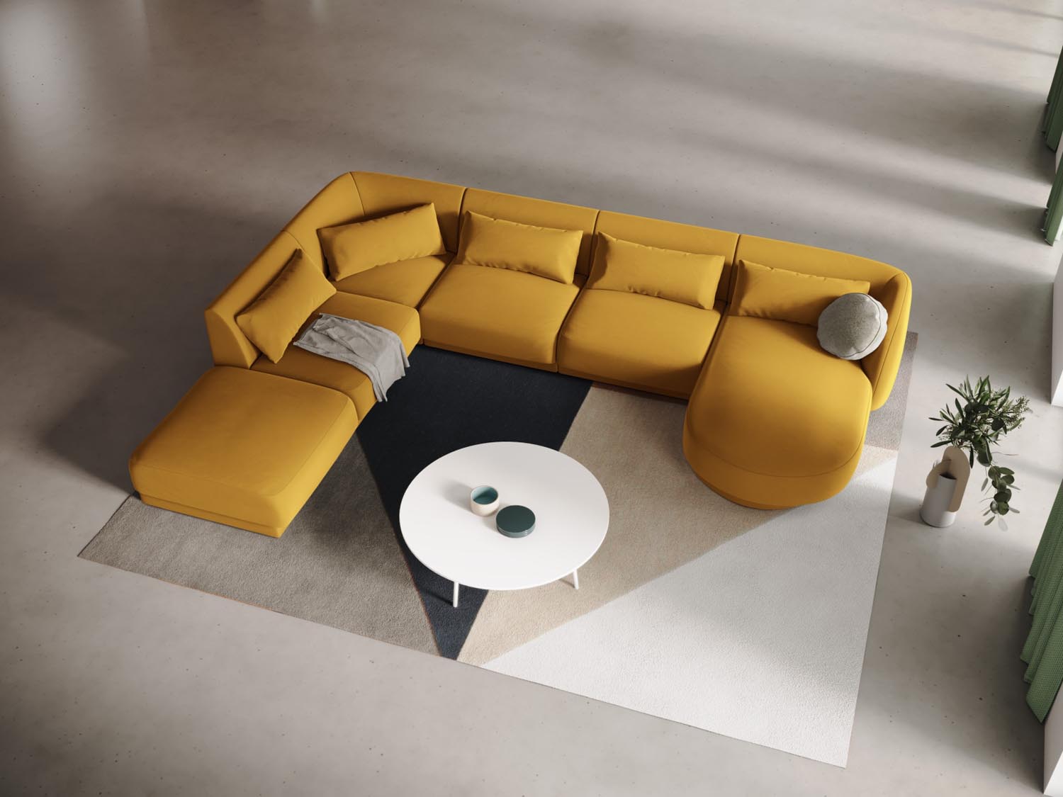 Entdecken Sie das luxuriöse Tulum Velour Panoramic Ecksofa links (255cm) von Cosmopolitan Design – ideal für moderne 6-Sitzer-Wohnzimmer.