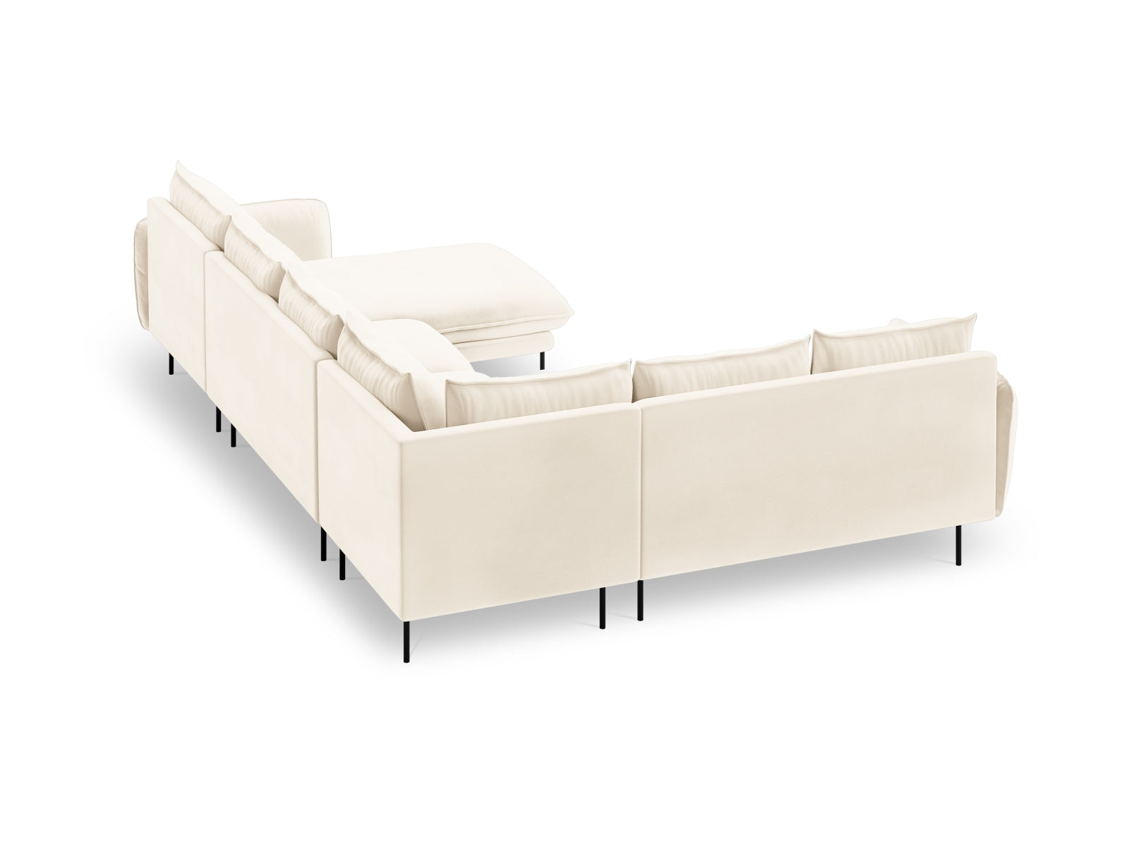 Vienna Velour Panoramic Ecksofa links 7 Sitzer 235cm in Light Beige/Schwarz-Bluvel präsentiert im Onlineshop von KAQTU Design AG. Ecksofa links ist von Cosmopolitan Design