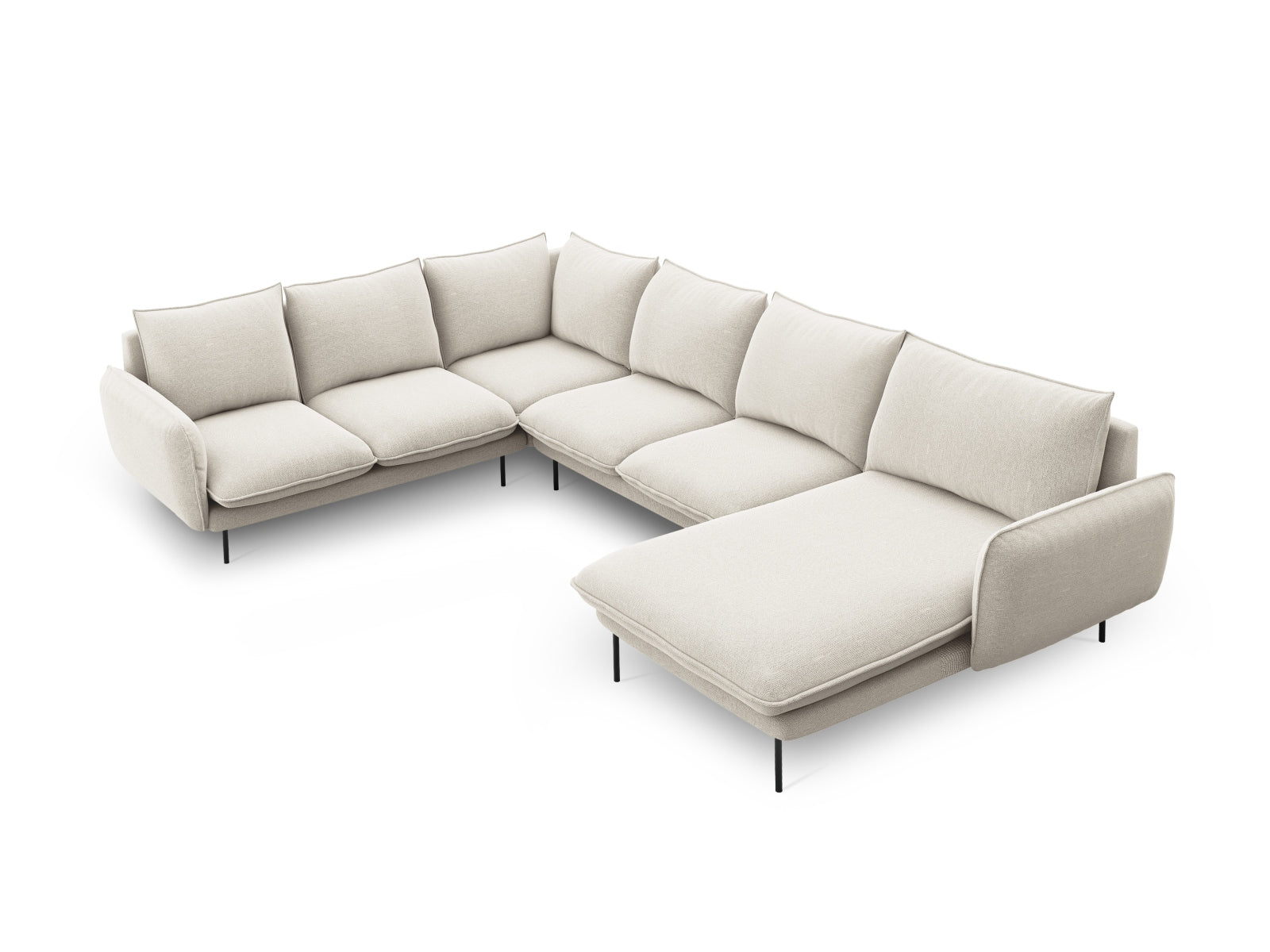 Vienna Panoramic Ecksofa links 7 Sitzer 235cm in Light Beige/Schwarz-Positano präsentiert im Onlineshop von KAQTU Design AG. Ecksofa links ist von Cosmopolitan Design