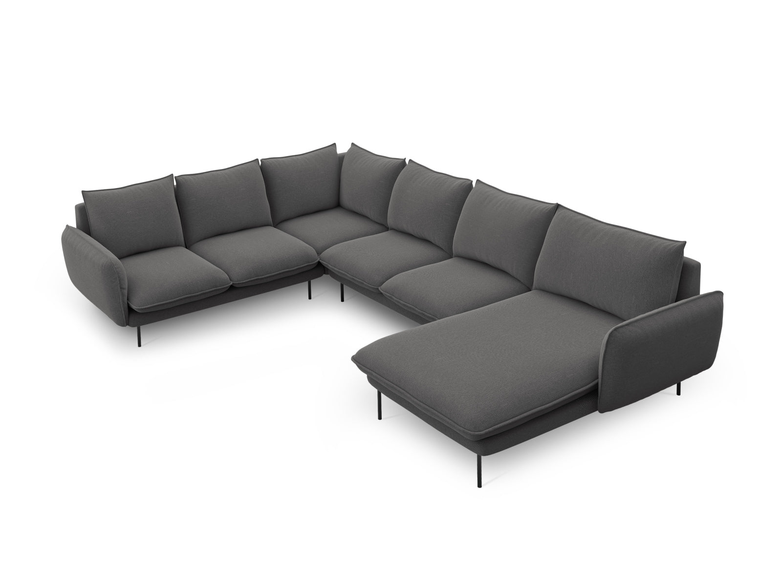 Vienna Panoramic Ecksofa links 7 Sitzer 235cm in Dark Grey/Schwarz-Positano präsentiert im Onlineshop von KAQTU Design AG. Ecksofa links ist von Cosmopolitan Design