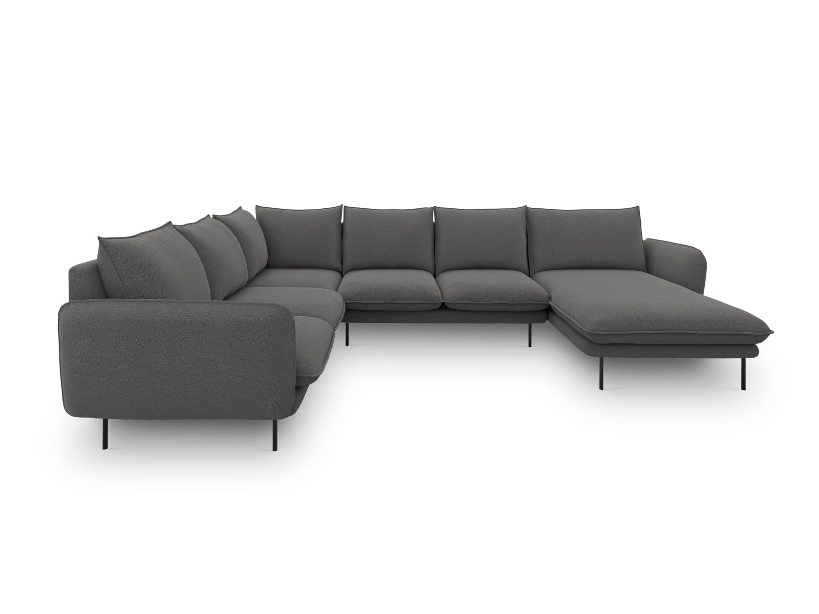 Modernes 7-sitziges Ecksofa "Vienna" in Dunkelgrau/Schwarz, 235 cm, perfekt für gemütliche und elegante Wohnambiente.