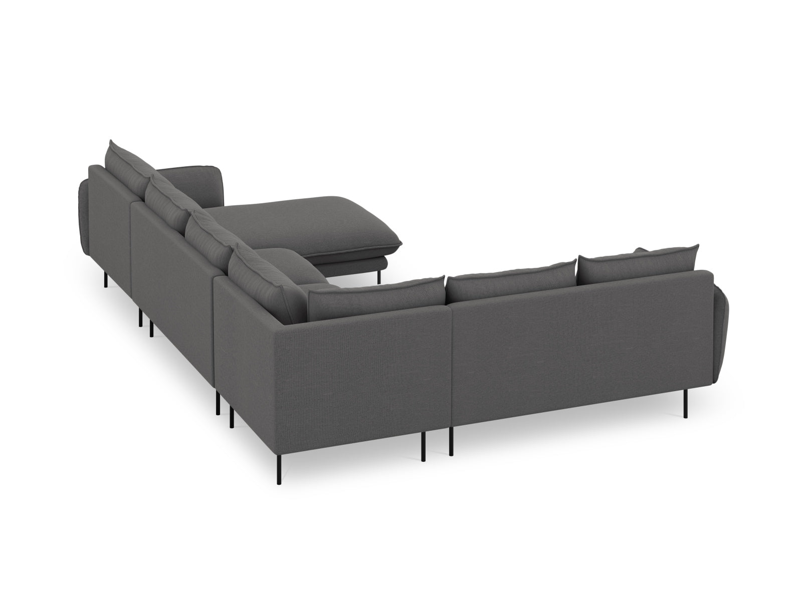 Elegantes 7-Sitzer Ecksofa "Vienna" in Dunkelgrau/Schwarz, 235 cm, perfekt für gemütliche Zusammenkünfte und modernes Wohndesign.