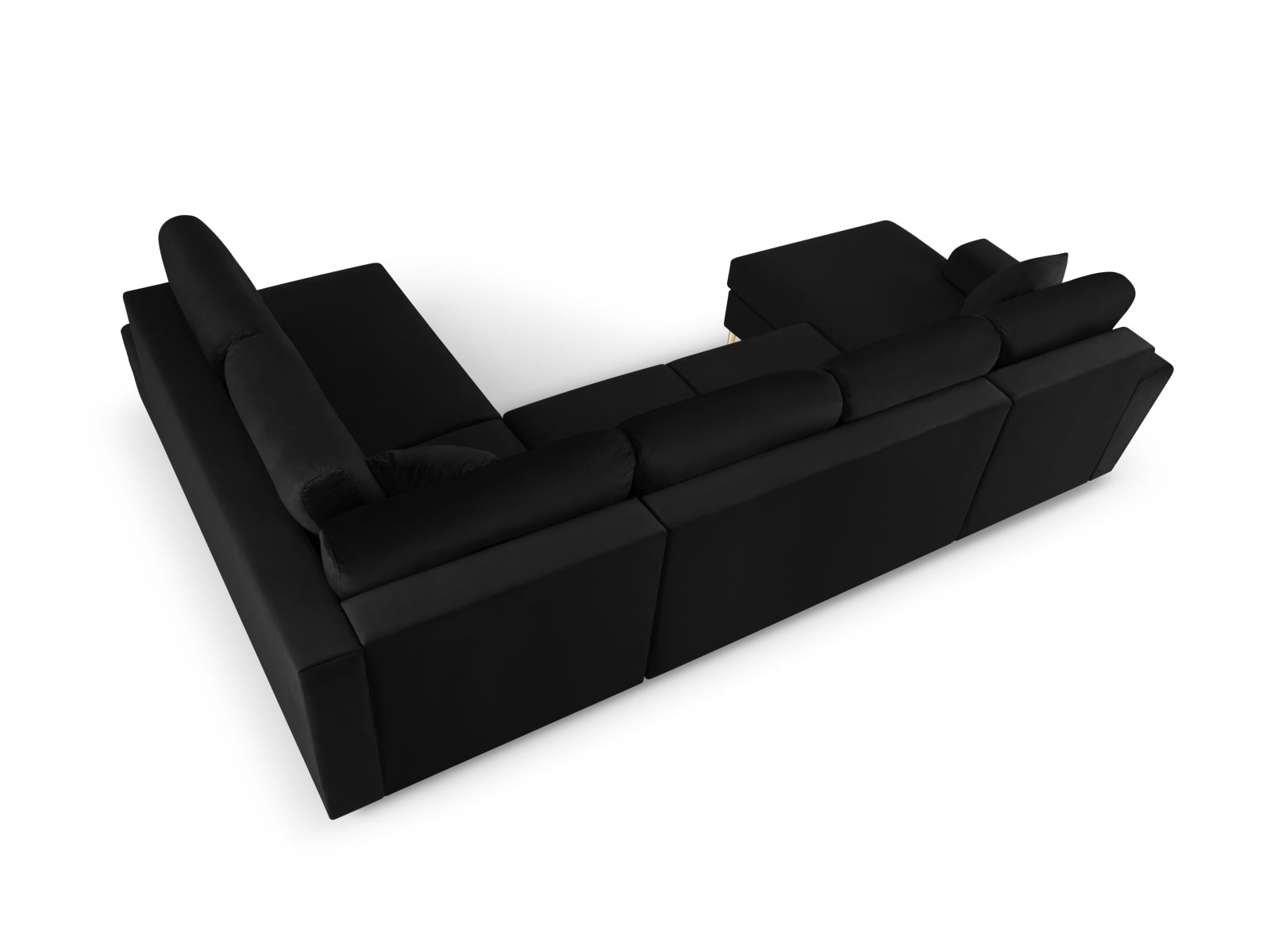 Elegantes Kyoto Velour Panoramic Ecksofa rechts, 7 Sitzer mit Stauraum und Schlaffunktion, ideal für stilvolle Wohnräume und entspannte Nächte.