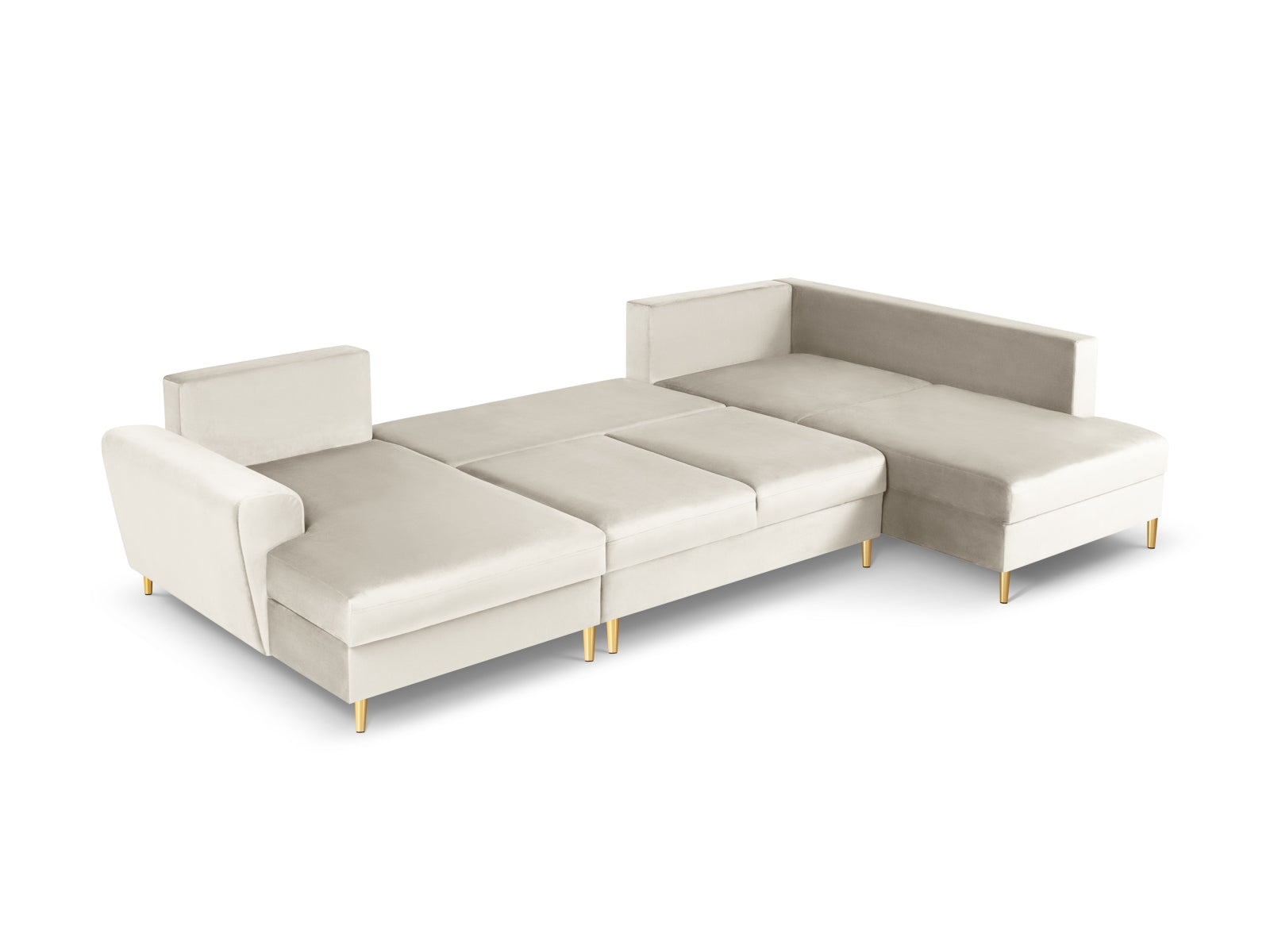 Erleben Sie das Kyoto Velour Panoramic Ecksofa rechts – ein stilvolles 7-Sitzer Sofa mit luxuriösem Velour, Schlaffunktion und praktischem Stauraum.