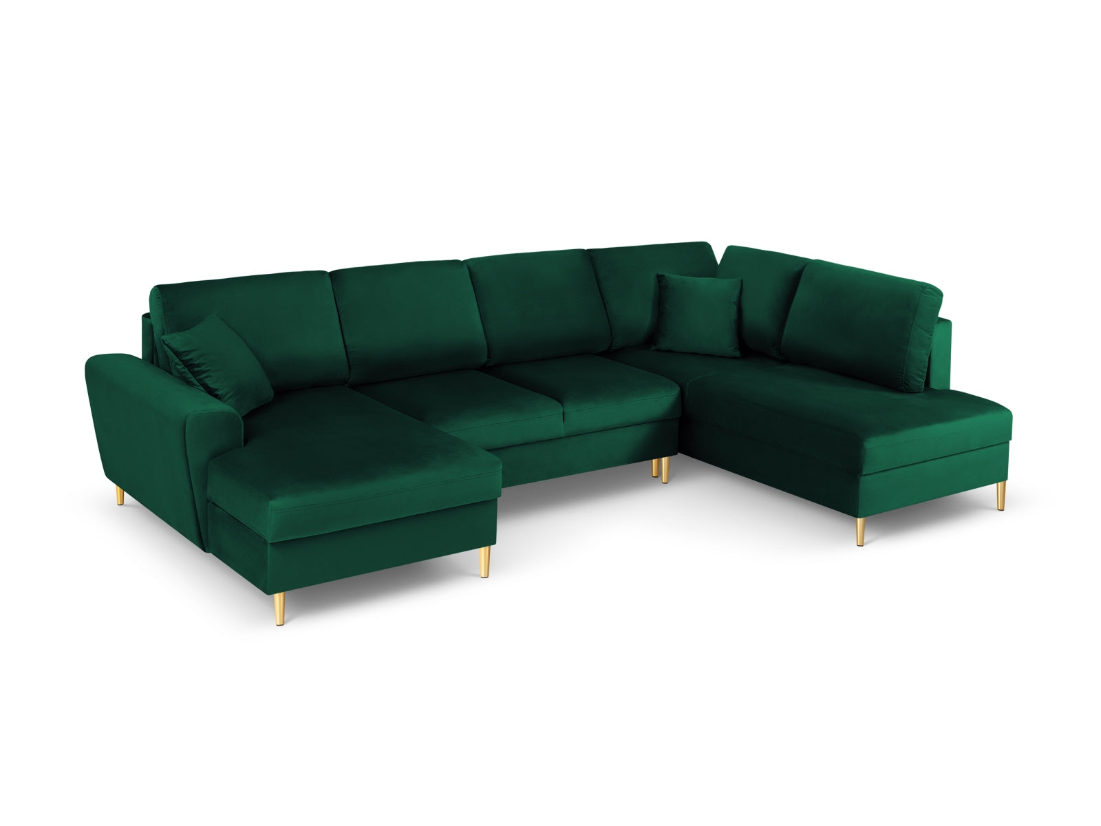 Kyoto Velour Panoramic Ecksofa rechts mit Stauraum und Schlaffunktion 7 Sitzer 194cm in Bottle Green präsentiert im Onlineshop von KAQTU Design AG. Ecksofa rechts ist von Cosmopolitan Design