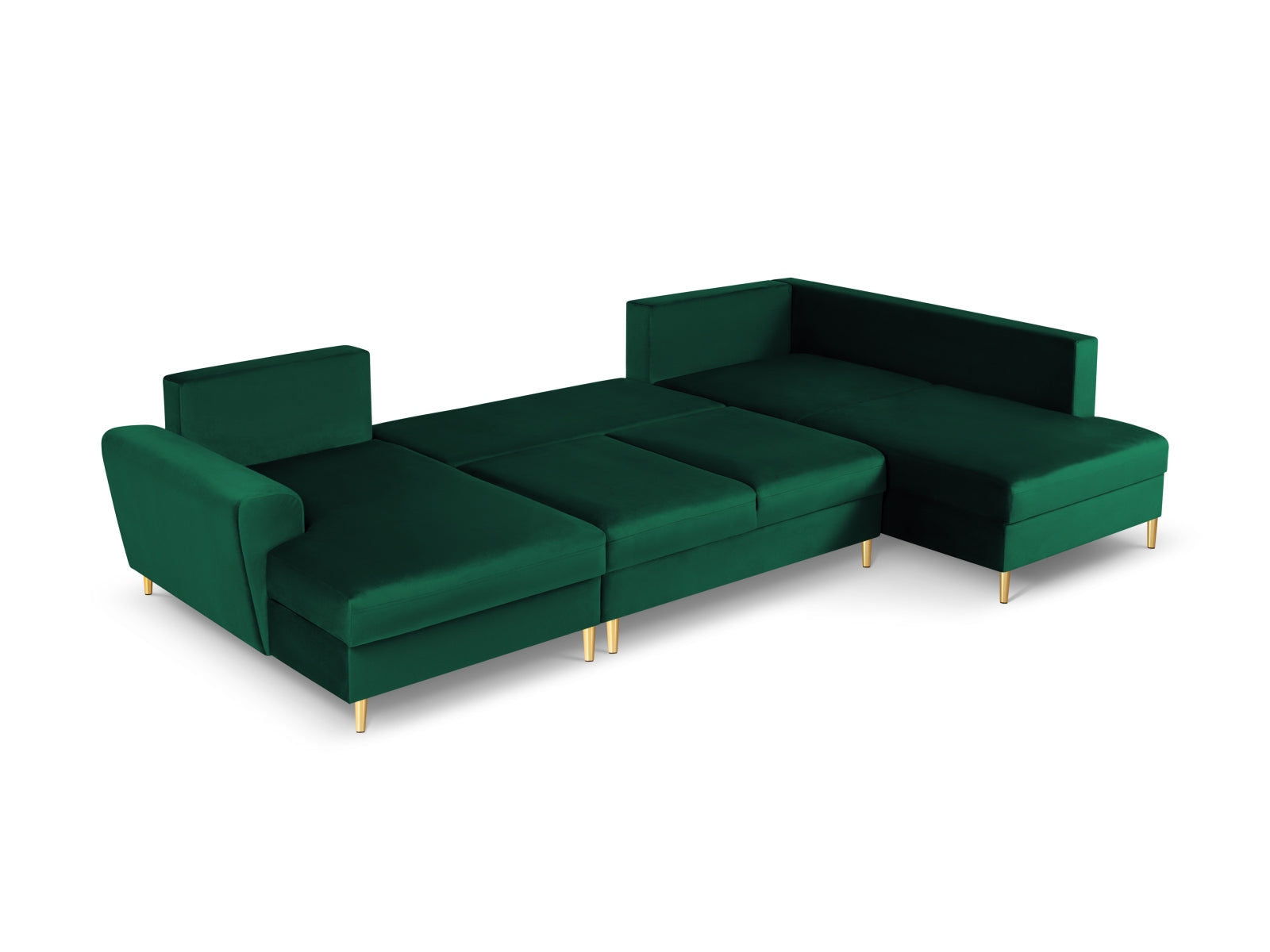 Stilvolles Kyoto Velour Panoramic Ecksofa in dunklem Grün, 7 Sitzer mit praktischem Stauraum und komfortabler Schlafoption.