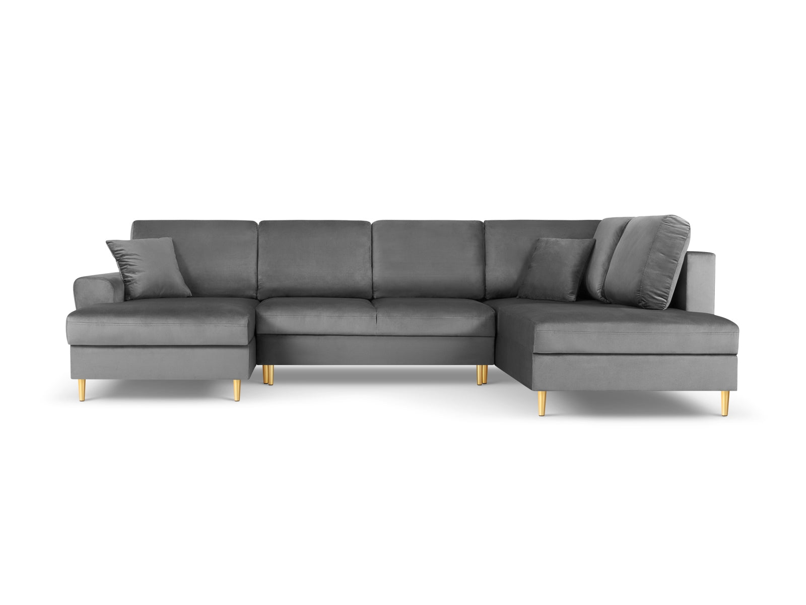 Stylisches Kyoto Velour Panoramic Ecksofa rechts in Hellgrau, 7-Sitzer mit Stauraum und Schlaffunktion, ideal für moderne Wohnräume.