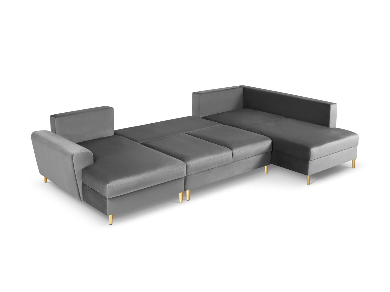 Erleben Sie das Kyoto Velour Panoramic Ecksofa rechts – ein stilvolles 7-Sitzer Sofa mit luxuriösem Velour, Schlaffunktion und praktischem Stauraum.
