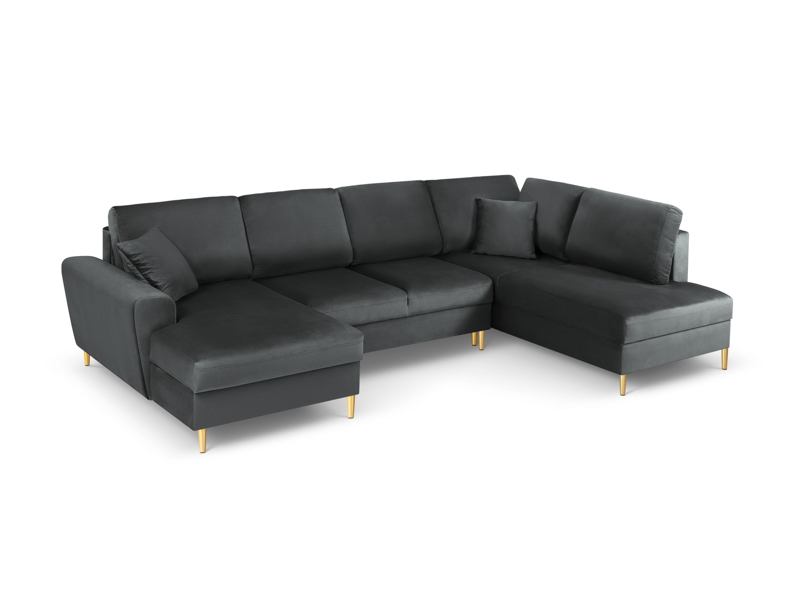 Kyoto Velour Panoramic Ecksofa rechts mit Stauraum und Schlaffunktion 7 Sitzer 194cm in Dark Grey präsentiert im Onlineshop von KAQTU Design AG. Ecksofa rechts ist von Cosmopolitan Design