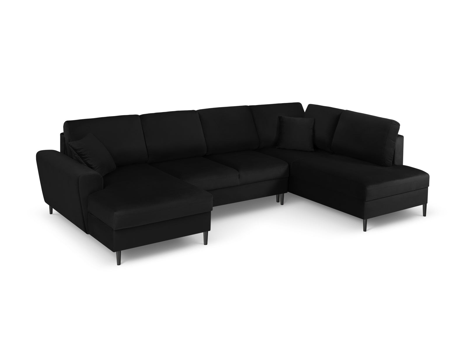 Kyoto Velour Panoramic Ecksofa rechts mit Stauraum und Schlaffunktion 7 Sitzer 194cm in Black präsentiert im Onlineshop von KAQTU Design AG. Ecksofa rechts ist von Cosmopolitan Design