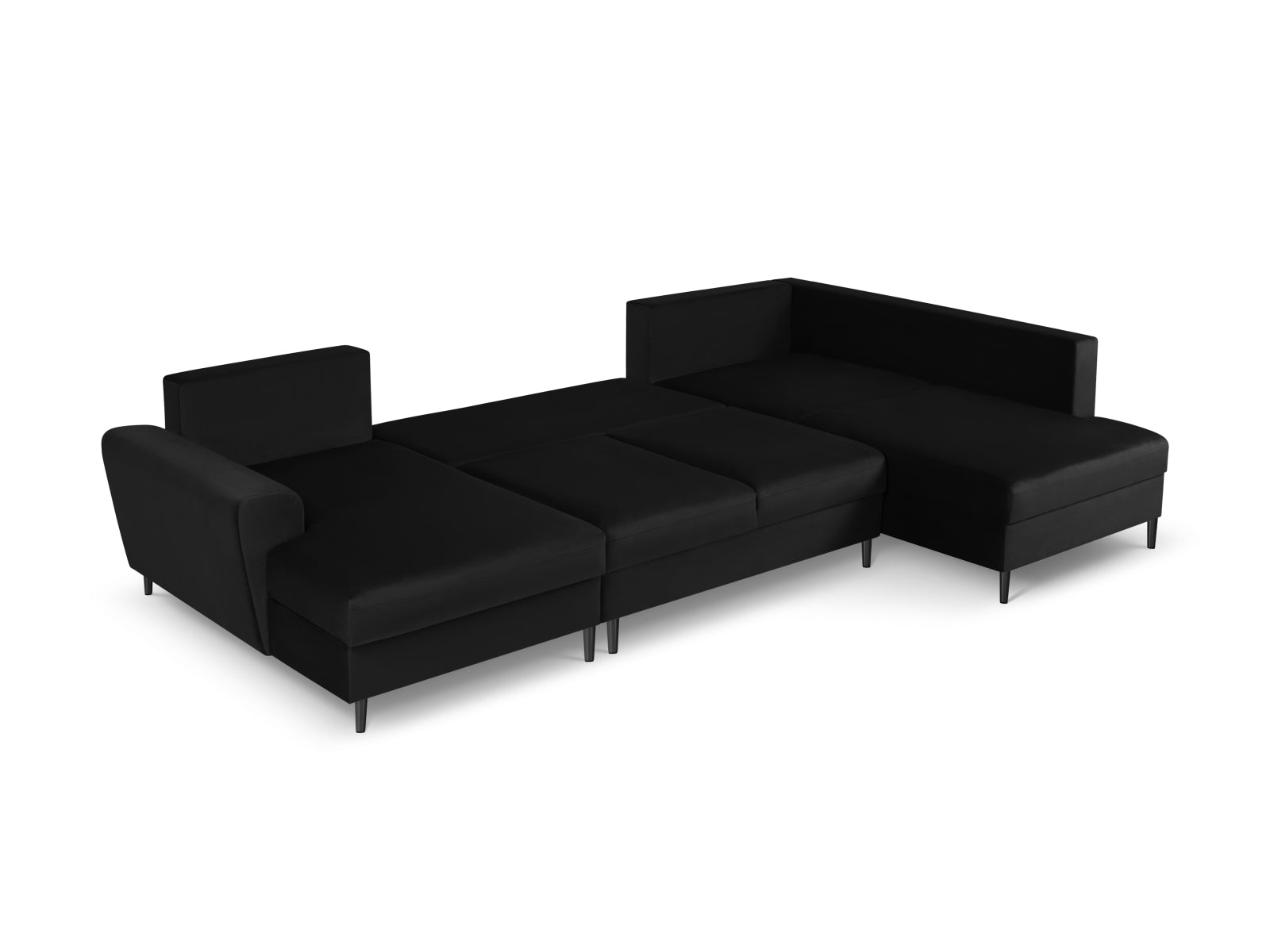 Modernes Kyoto Velour Panoramic Ecksofa rechts, 7 Sitzer mit praktischem Stauraum und Schlaffunktion, perfekt für gemütliche Abende.
