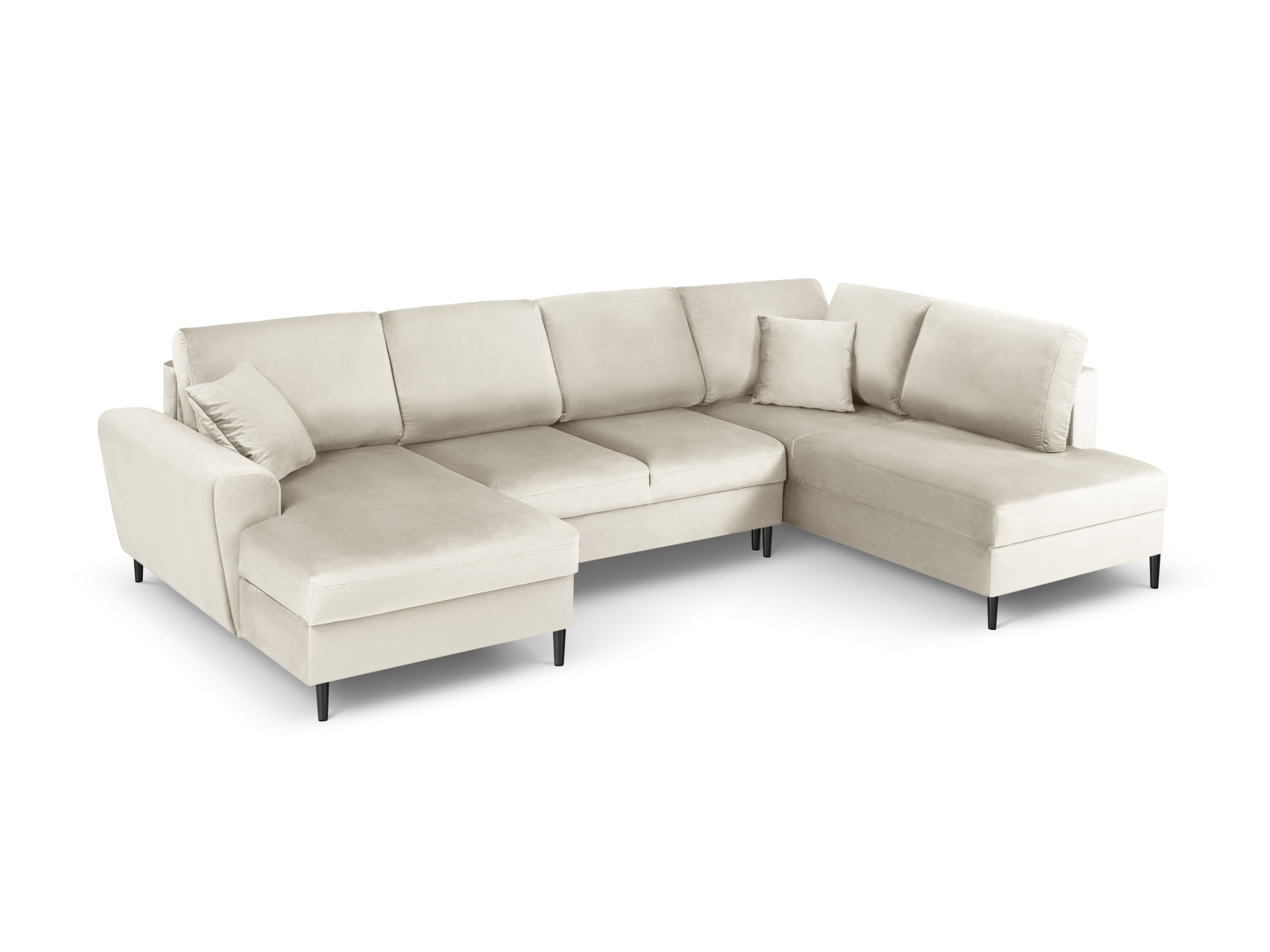 Kyoto Velour Panoramic Ecksofa rechts mit Stauraum und Schlaffunktion 7 Sitzer 194cm in Light Beige präsentiert im Onlineshop von KAQTU Design AG. Ecksofa rechts ist von Cosmopolitan Design