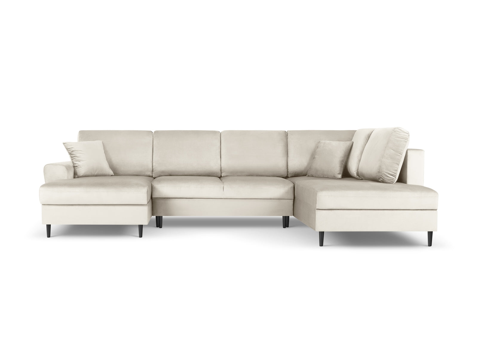 Elegantes Kyoto Velour Panoramic Ecksofa, 7-Sitzer, rechts, bietet großzügigen Stauraum und eine bequeme Schlaffunktion für entspannte Nächte.