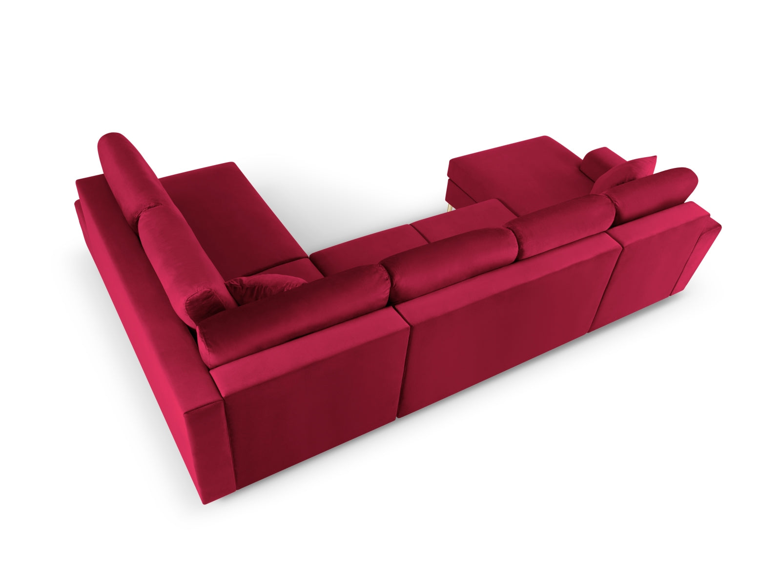 Elegantes Kyoto Velour Panoramic Ecksofa rechts, 7 Sitzer, ideal für Wohnräume mit Stauraum und Schlaffunktion für zusätzlichen Komfort.