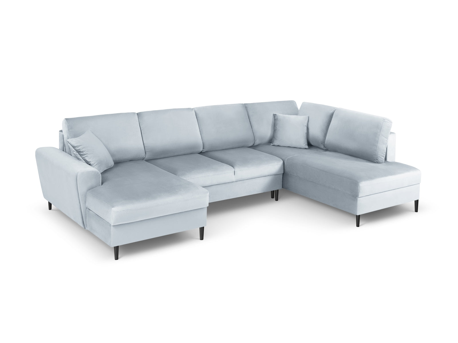 Kyoto Velour Panoramic Ecksofa rechts mit Stauraum und Schlaffunktion 7 Sitzer 194cm in Light Blue präsentiert im Onlineshop von KAQTU Design AG. Ecksofa rechts ist von Cosmopolitan Design