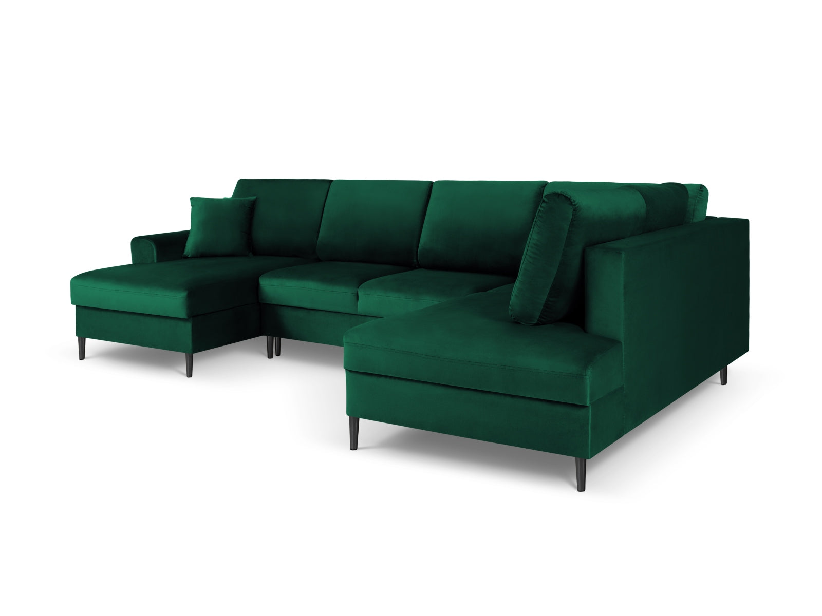 Stilvolles Kyoto Velour Panoramic Ecksofa in dunklem Grün, 7 Sitzer mit praktischem Stauraum und komfortabler Schlaffunktion für Gäste.