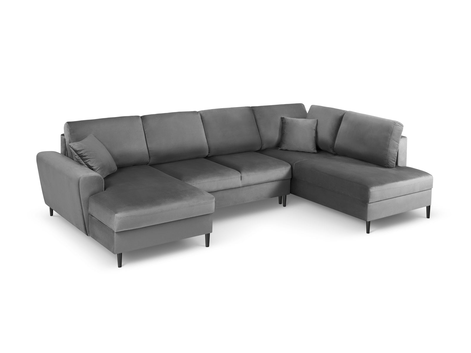 Kyoto Velour Panoramic Ecksofa rechts mit Stauraum und Schlaffunktion 7 Sitzer 194cm in Light Grey präsentiert im Onlineshop von KAQTU Design AG. Ecksofa rechts ist von Cosmopolitan Design