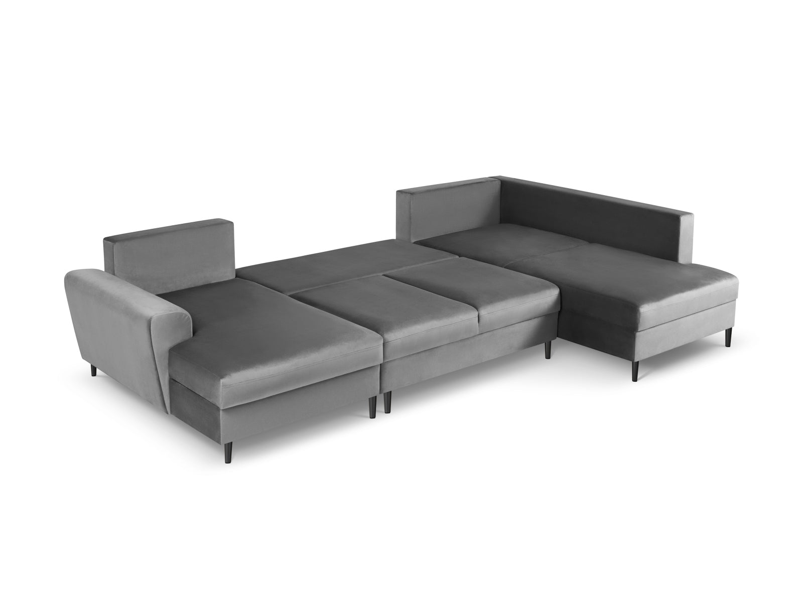 Elegantes Kyoto Velour Panoramic Ecksofa rechts, 7-Sitzer mit praktischem Stauraum und komfortabler Schlaffunktion für entspannte Momente.