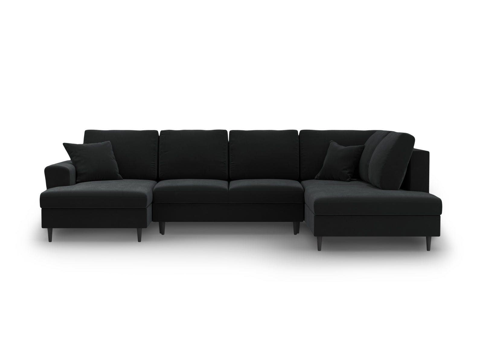 Kyoto Velour Panoramic Right Sofa mit Stauraum und Schlaffunktion 7 Sitzer 194cm in Black präsentiert im Onlineshop von KAQTU Design AG. L-Sofa rechts ist von Cosmopolitan Design