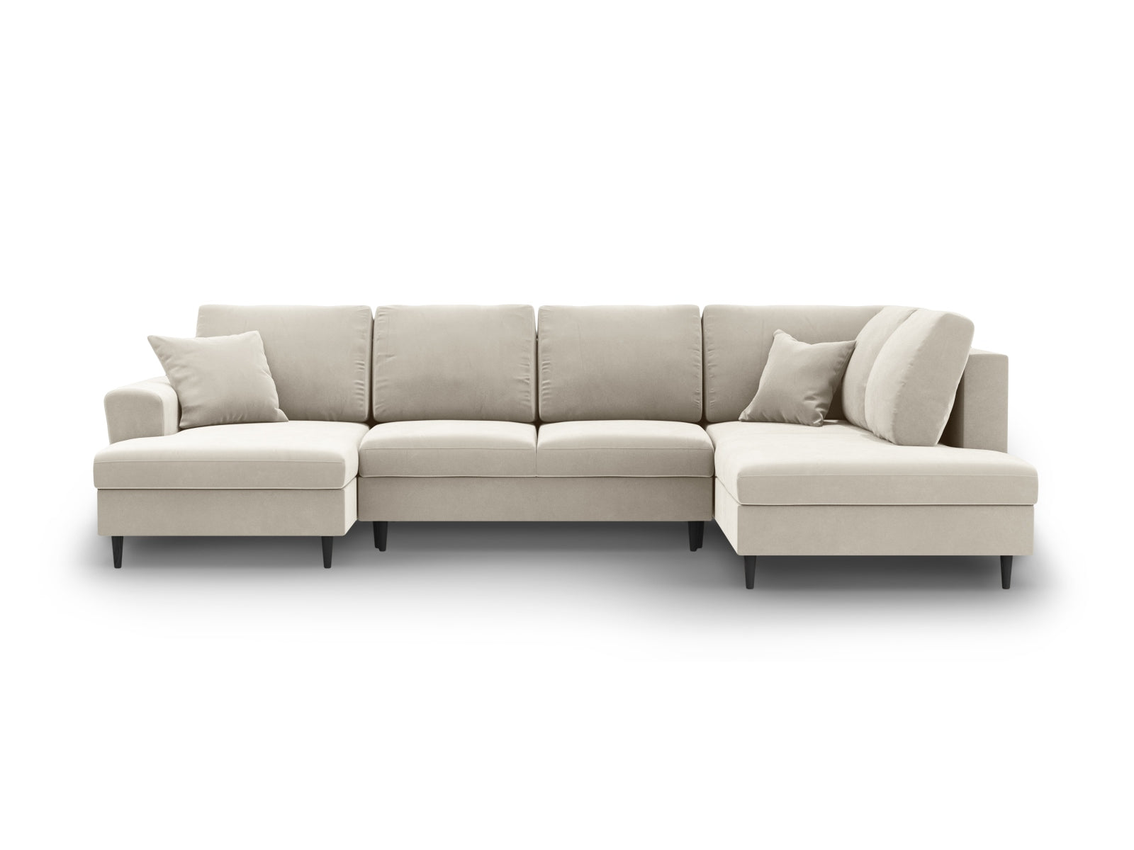 Kyoto Velour Panoramic Right Sofa mit Stauraum und Schlaffunktion 7 Sitzer 194cm in Light Beige präsentiert im Onlineshop von KAQTU Design AG. L-Sofa rechts ist von Cosmopolitan Design