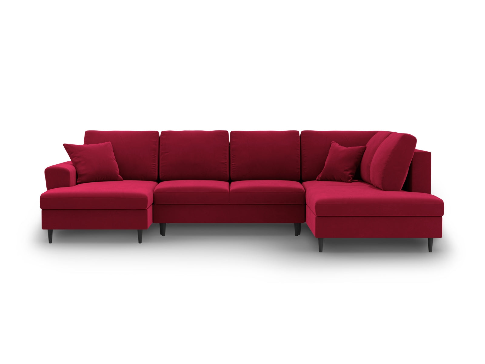 Kyoto Velour Panoramic Right Sofa mit Stauraum und Schlaffunktion 7 Sitzer 194cm in Red präsentiert im Onlineshop von KAQTU Design AG. L-Sofa rechts ist von Cosmopolitan Design