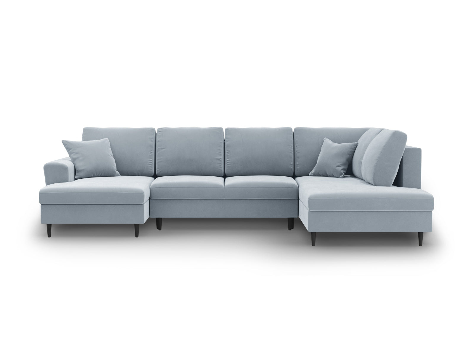 Kyoto Velour Panoramic Right Sofa mit Stauraum und Schlaffunktion 7 Sitzer 194cm in Light Blue präsentiert im Onlineshop von KAQTU Design AG. L-Sofa rechts ist von Cosmopolitan Design