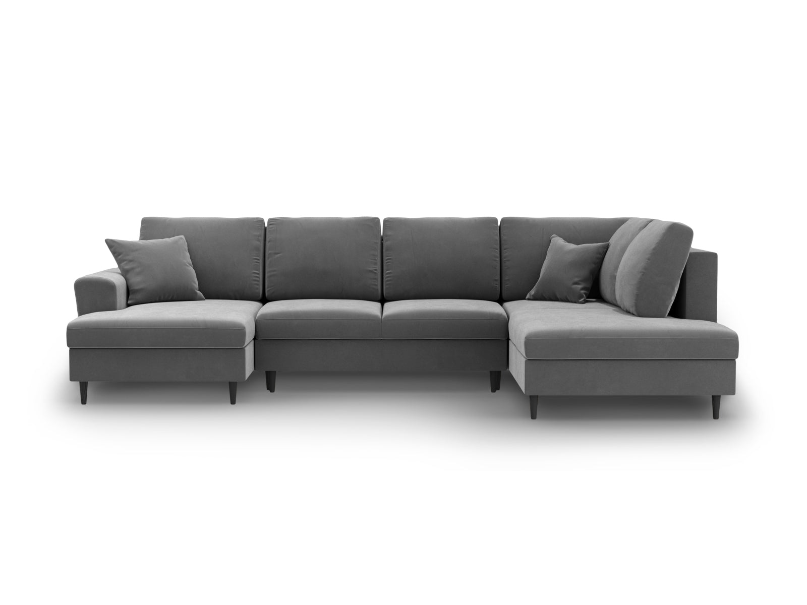 Kyoto Velour Panoramic Right Sofa mit Stauraum und Schlaffunktion 7 Sitzer 194cm in Light Grey präsentiert im Onlineshop von KAQTU Design AG. L-Sofa rechts ist von Cosmopolitan Design