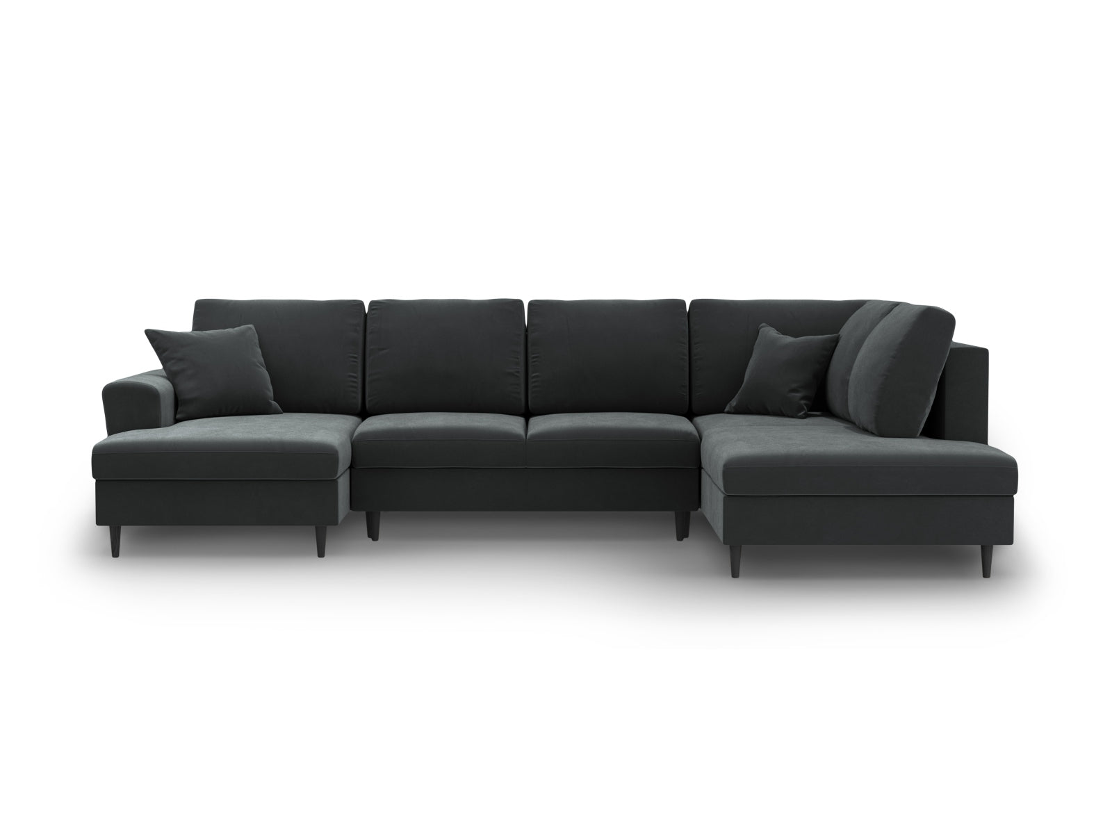 Kyoto Velour Panoramic Right Sofa mit Stauraum und Schlaffunktion 7 Sitzer 194cm in Dark Grey präsentiert im Onlineshop von KAQTU Design AG. L-Sofa rechts ist von Cosmopolitan Design