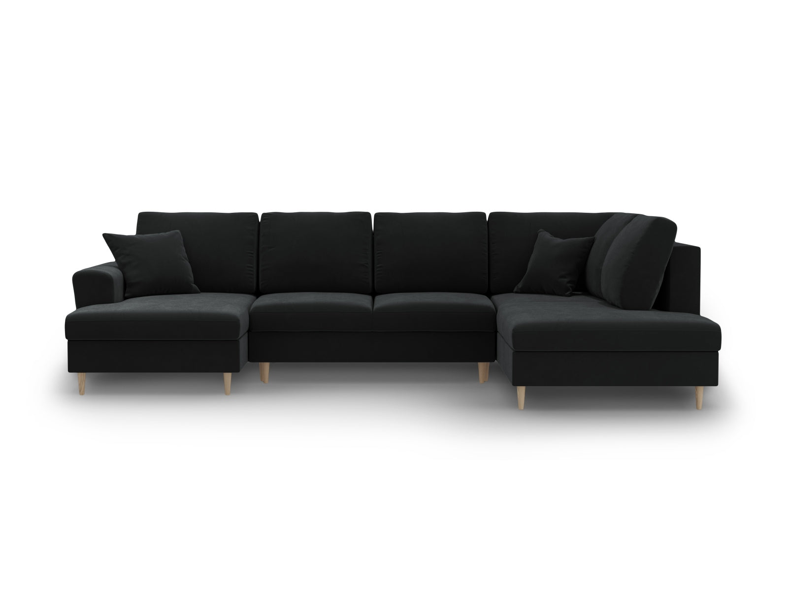 Kyoto Velour Panoramic Right Sofa mit Stauraum und Schlaffunktion 7 Sitzer 194cm in Black präsentiert im Onlineshop von KAQTU Design AG. L-Sofa rechts ist von Cosmopolitan Design