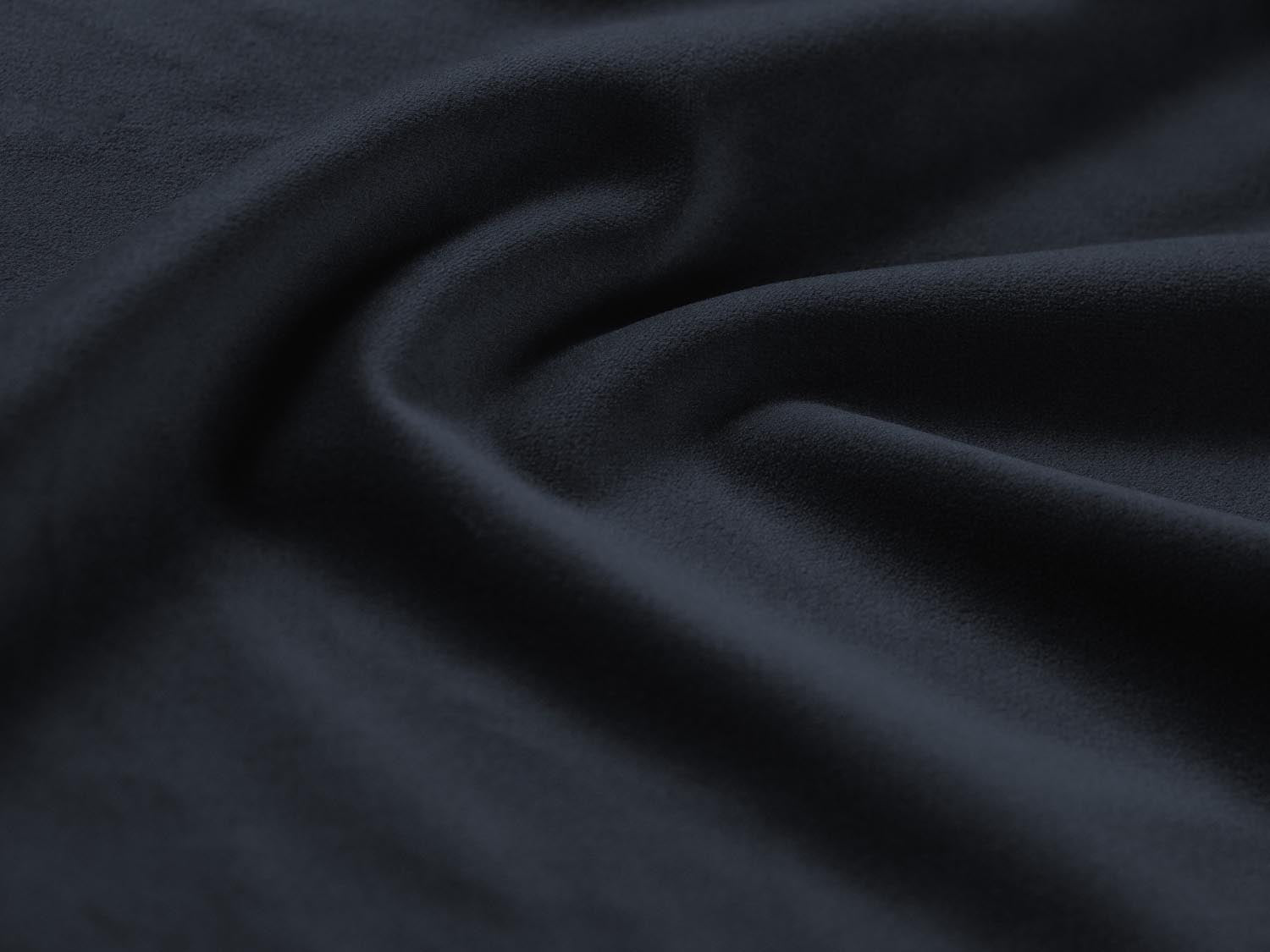 Stilvolles Kyoto Velour Panoramic Sofa in Dunkelblau, 7-Sitzer mit praktischem Stauraum und umwandelbarer Schlaffunktion für zusätzlichen Komfort.